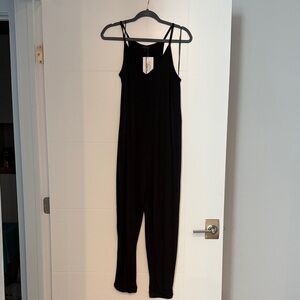 Women's Black Sleeveless Jumpsuit with Spaghetti Straps